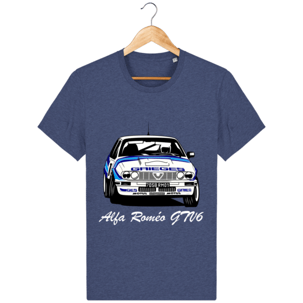 Tee-shirt noir et indigo moiré Alfa Roméo GTV6 gr A Christian Rigollet