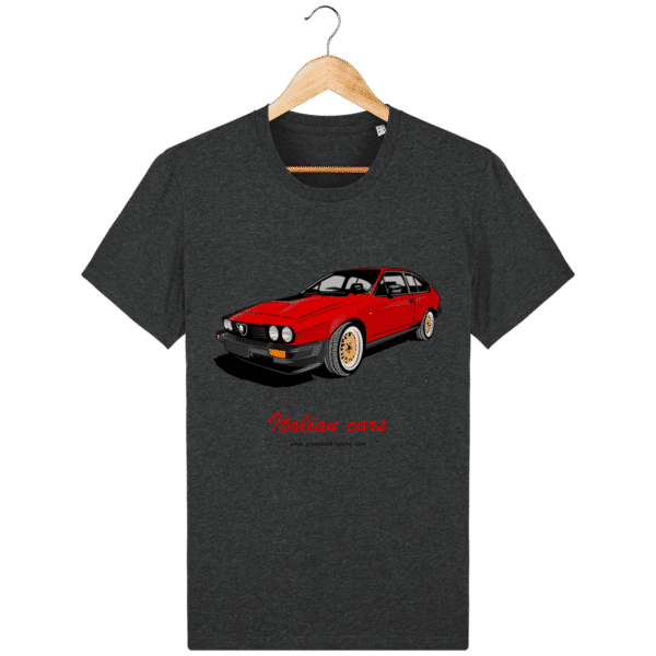 T-shirt GTV6 rouge Italian cars - Dark Heather Grey - Face