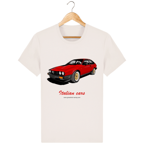 T-shirt GTV6 rouge Italian cars - Vintage White - Face