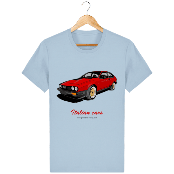 T-shirt GTV6 red Italian cars - Sky blue - Face
