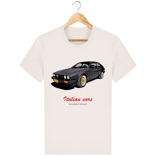 Italian Cars GTV6 dark gray t-shirt - Vintage White - Face