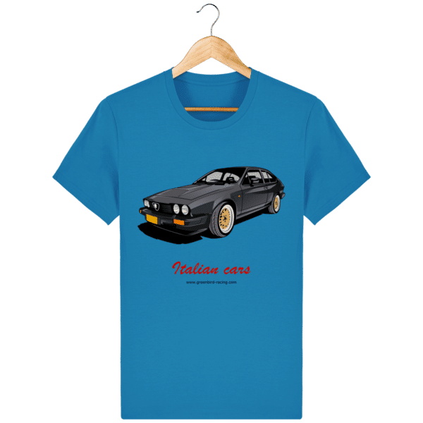Italian Cars GTV6 dark gray t-shirt - Azure - Face