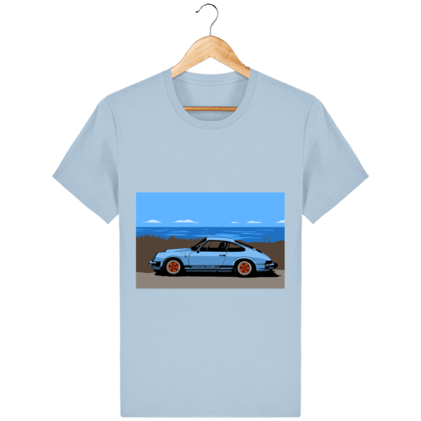 T-shirt Porsche 911 3,2l Carrera bord de mer - sky-blue_face