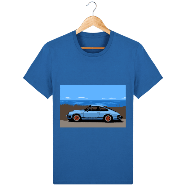 T-shirt Porsche 911 3,2l Carrera bord de mer - royal-blue_face