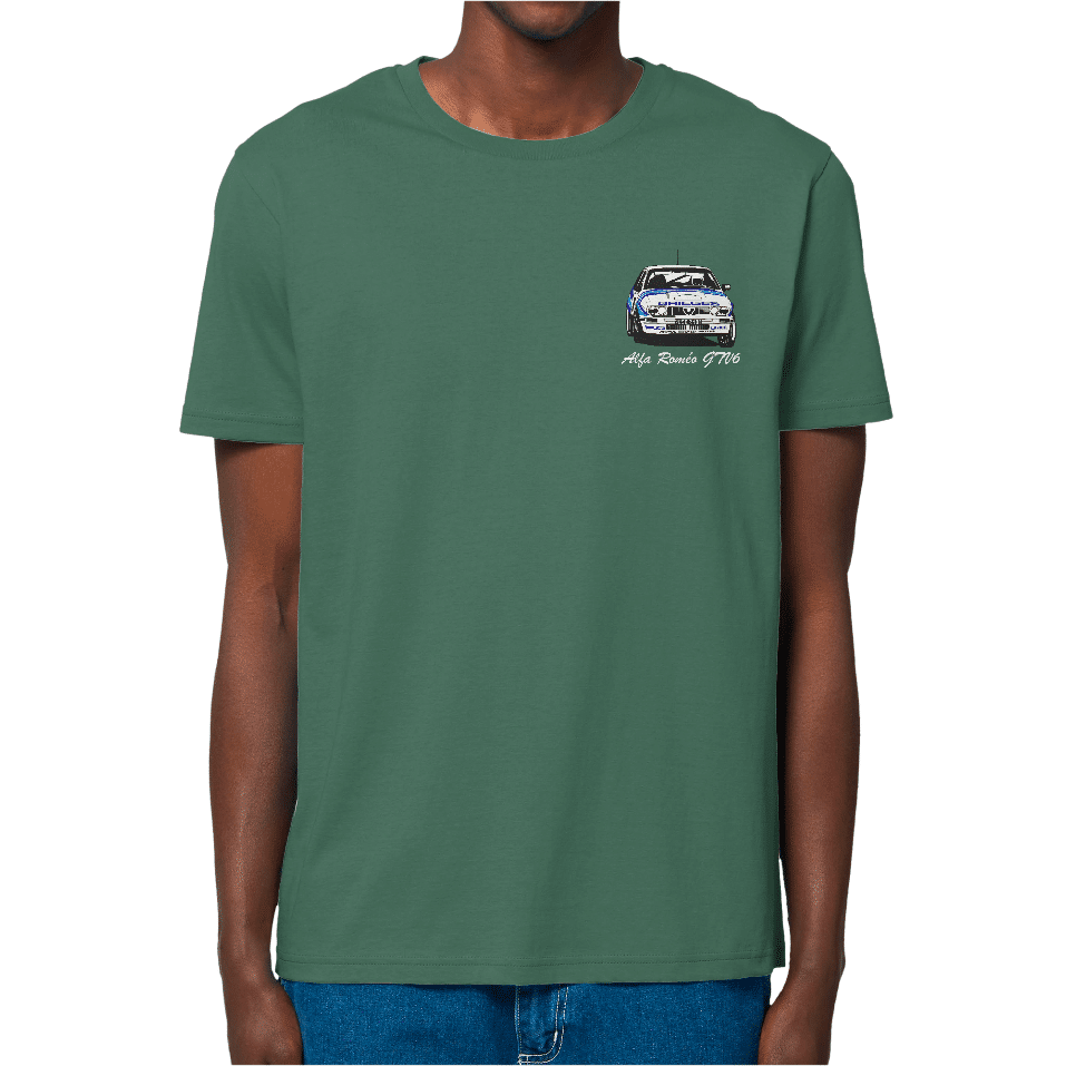 T-Shirt-GTV6-Griege-devant-Bottle-green