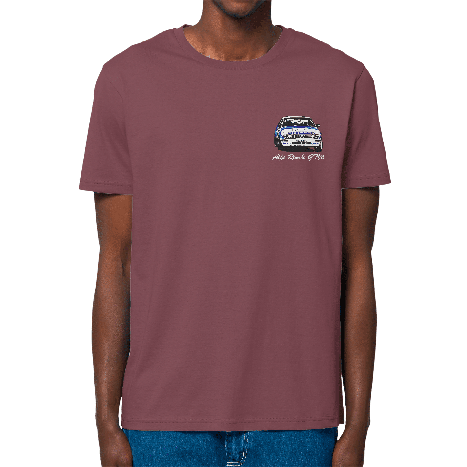 T-Shirt-GTV6-Griege-devant-Burgundy