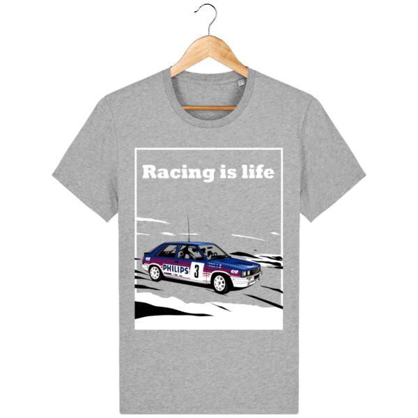 Renault 11 Turbo Racing is life t-shirt - heather-grey_face