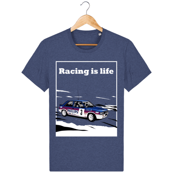 T-shirt Renault 11 Turbo Racing is life - dark-heather-indigo_face