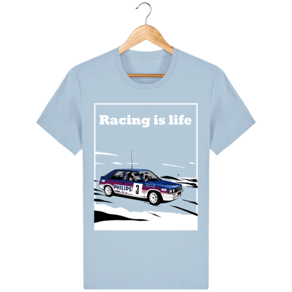 Renault 11 Turbo Racing is life T-shirt - sky-blue_face