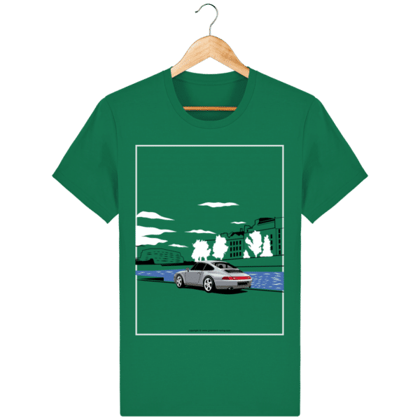 T-shirt Porsche 993 bord de seine vintage varsity-green_face