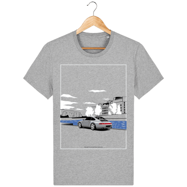 T-shirt Porsche 993 bord de seine vintage heather-grey_face