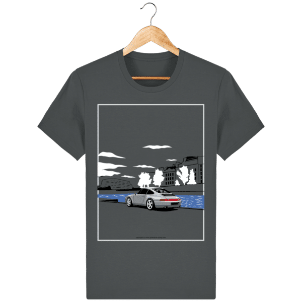 T-shirt Porsche 993 bord de seine vintage anthracite_face