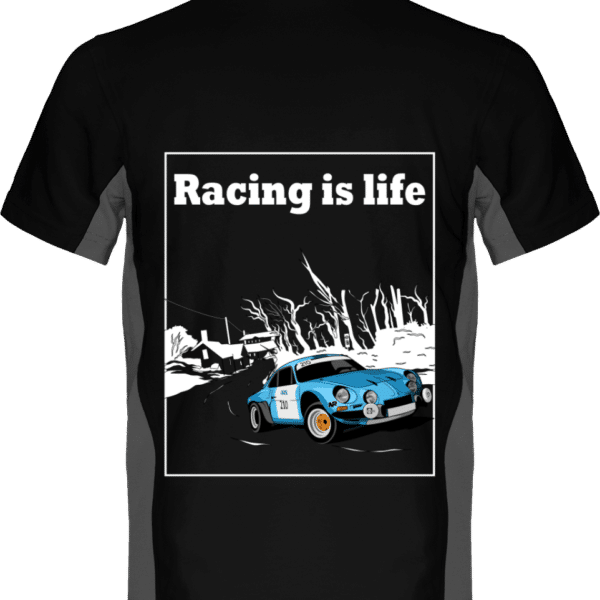 Polo Bicolore Alpine A110 - Racing is life - Black / Slate Grey - Dos