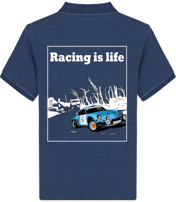 Polo Homme Stanley Alpine A110 - Racing is life - Mid Washed Indigo - Dos