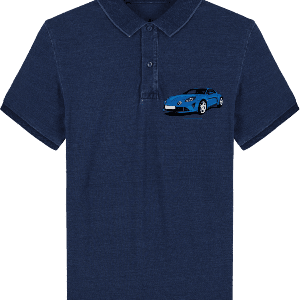 Polo Alpine A110 bleu imprimé poche - Dark Washed Indigo - Face