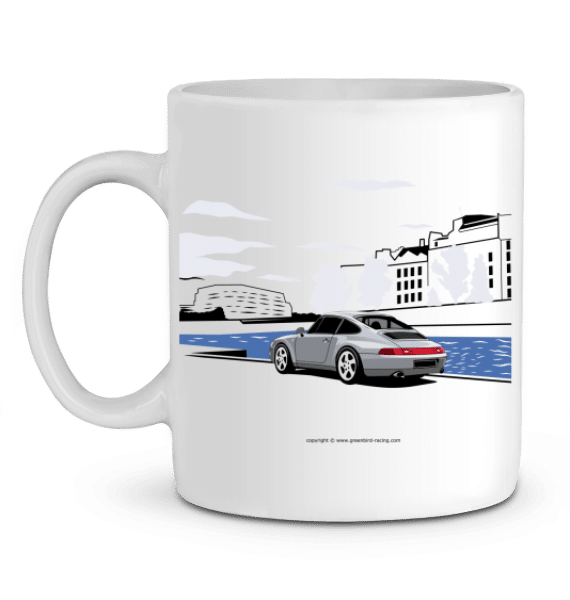 Mug Porsche 993 en Céramique - BLANC - Profil gauche