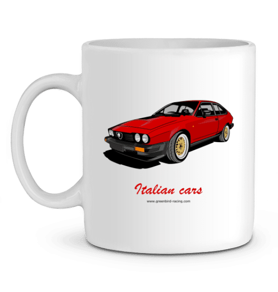 Mug Alfa Romeo GTV6 2,5 red - Italian Cars - WHITE - Left profile