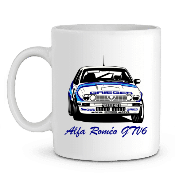 Mug Alfa Romeo GTV6 2,5 version Grièges - C Rigollet - BLANC - Profil gauche