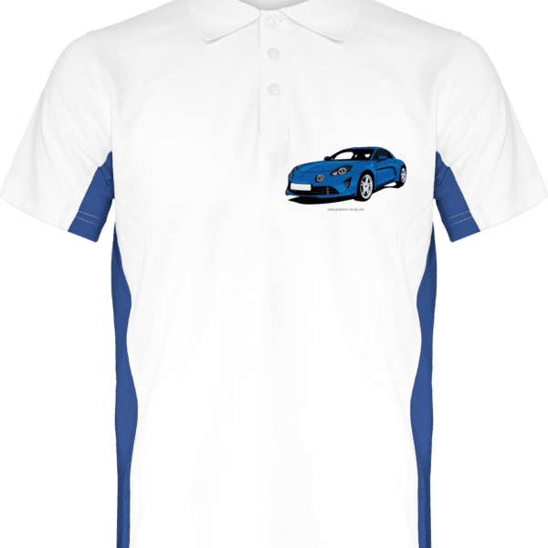 Polo Bicolore Alpine A110 pure Blanc et bleu - White / Royal Blue - Dos