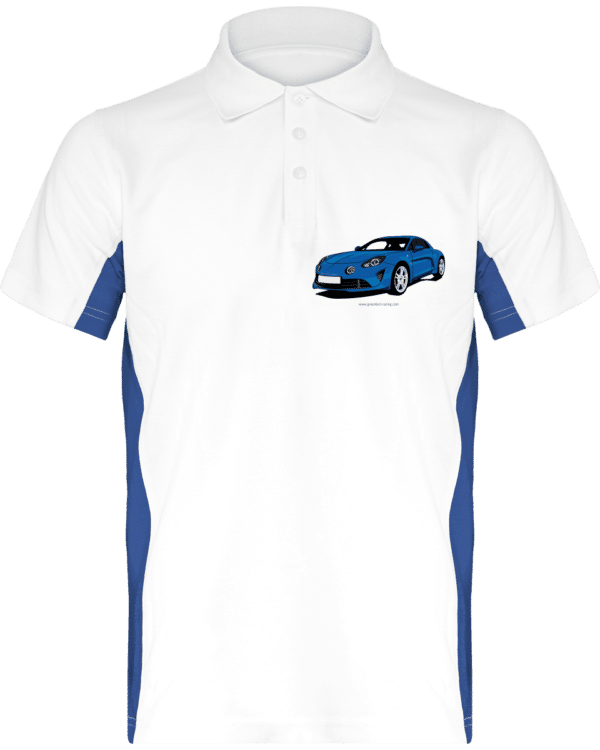 Polo Bicolore Alpine A110 pure Blanc et bleu - White / Royal Blue - Dos