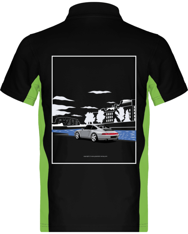 Polo Porsche 993 Paris rives de seine - Black / Lime - Back