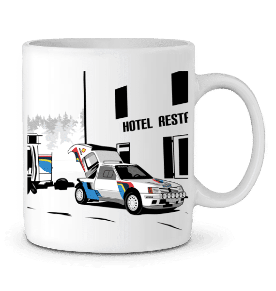 Mug 205 Turbo 16 assistance course Céramique - BLANC - Profil droit