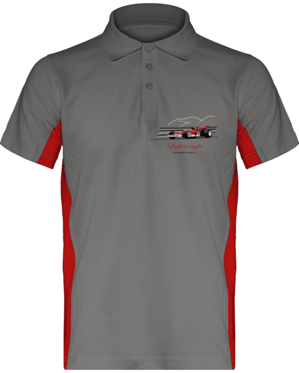 Polo Formule 1 Lotus 72 rouge et or de 1970 Jochen Rindt Light is right - Light Grey / Red - Face