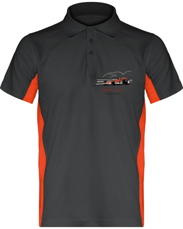 Polo Formule 1 Lotus 72 rouge et or de 1970 Jochen Rindt Light is right - Dark Grey / Orange - Face