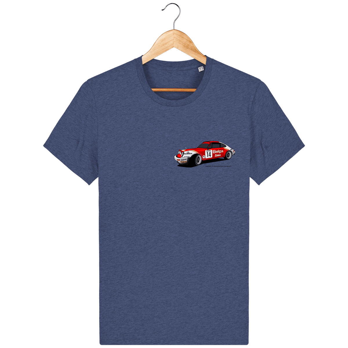 T-shirt Porsche 911 RSR Belga Team rallye VHC - Dark Heather Indigo - Face