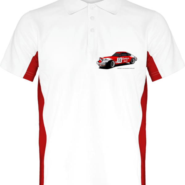 Polo Porsche 911 RSR Belga Team rallye VHC - White / Red - Face