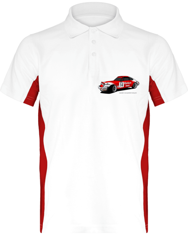 Polo Porsche 911 RSR Belga Team rallye VHC - White / Red - Face