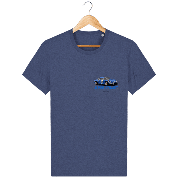 T-shirt Alpine A110 bleu – Dessin au Rallye Monte Carlo - Dark Heather Indigo - Face