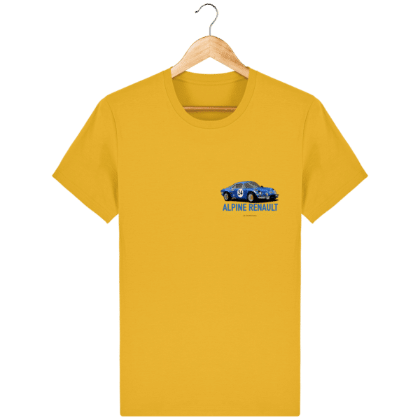 Alpine A110 blue t-shirt - Rallye Monte Carlo design - Spectra Yellow - Face