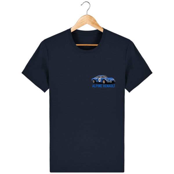 T-shirt Alpine A110 bleu – Dessin au Rallye Monte Carlo - French Navy - Face
