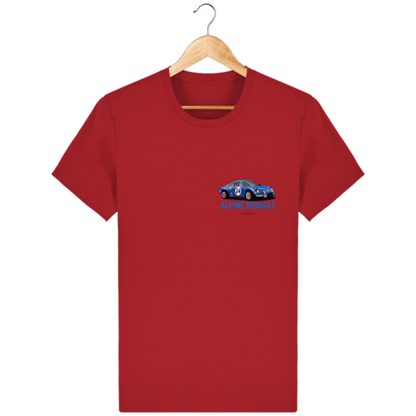 Alpine A110 blue t-shirt - Rally Monte Carlo design - Red - Face
