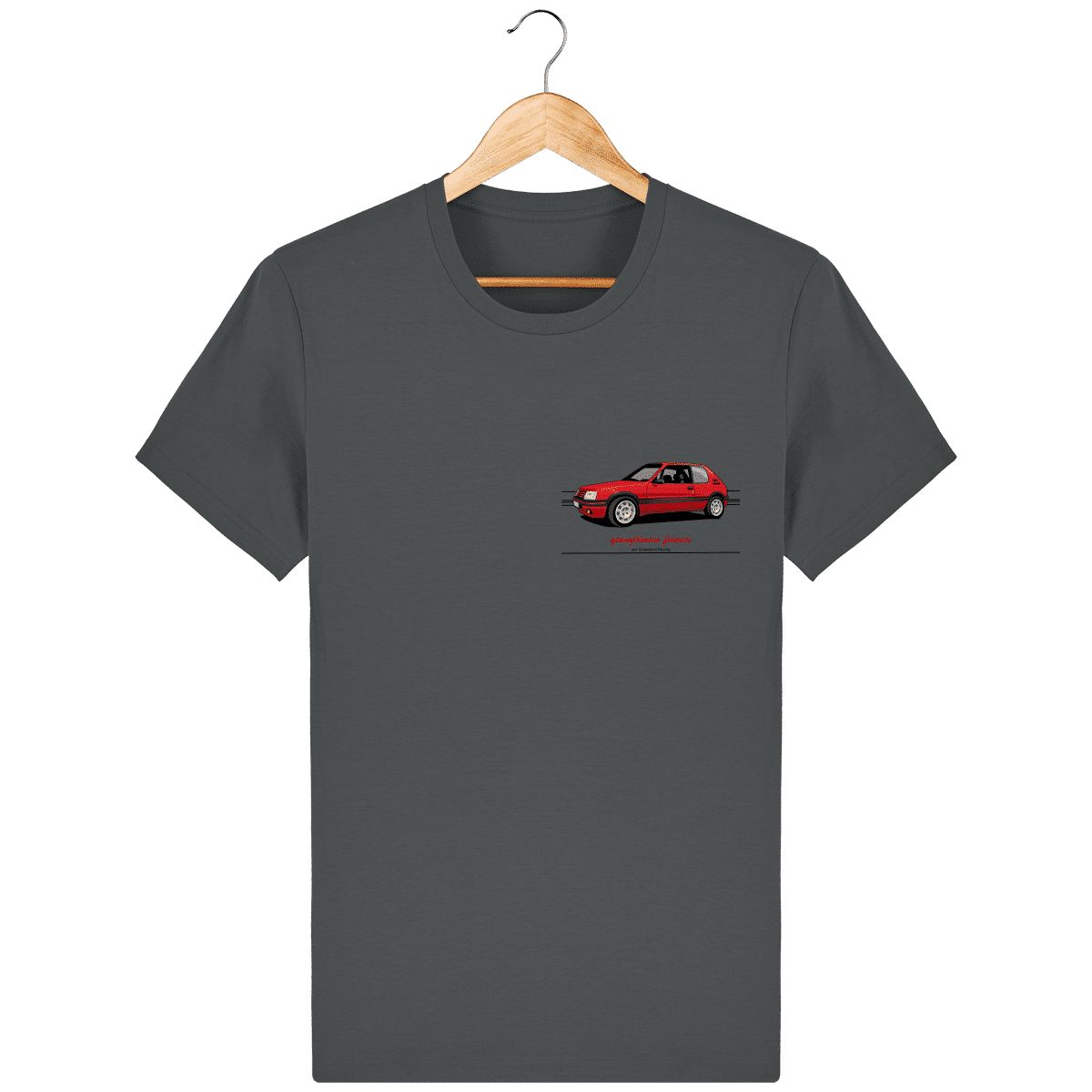 T-Shirt 205 GTI red Vallelunga printed back + front - Greenbird-racing