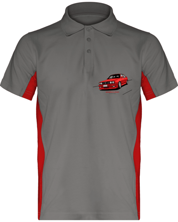 Polo M3 E30 rouge yountimers forever - Light Grey / Red - Face