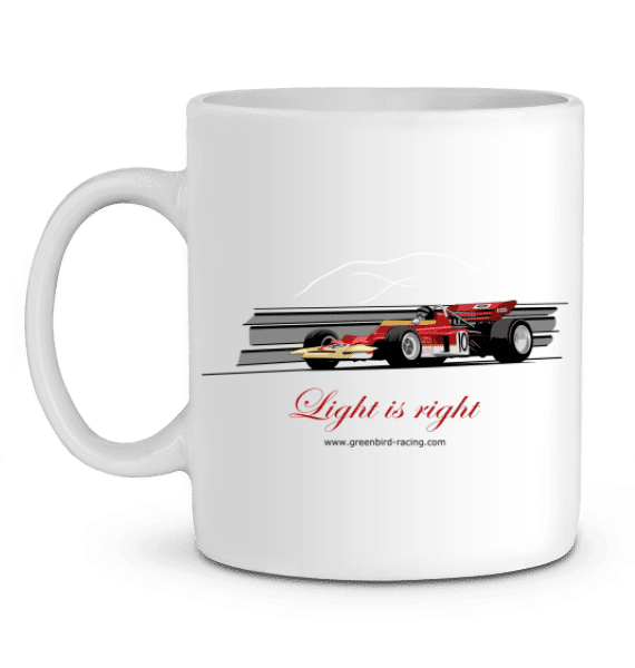 Mug Formule 1 Lotus 72 de 1970 rouge et or Jochen Rindt en Céramique - BLANC - Profil gauche