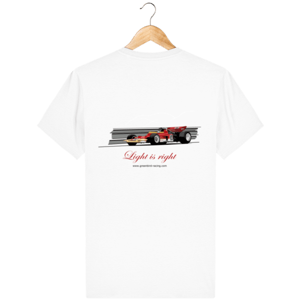 T-shirt Formule 1 1970 Lotus 72 Jochen Rindt Light is right - White - Dos
