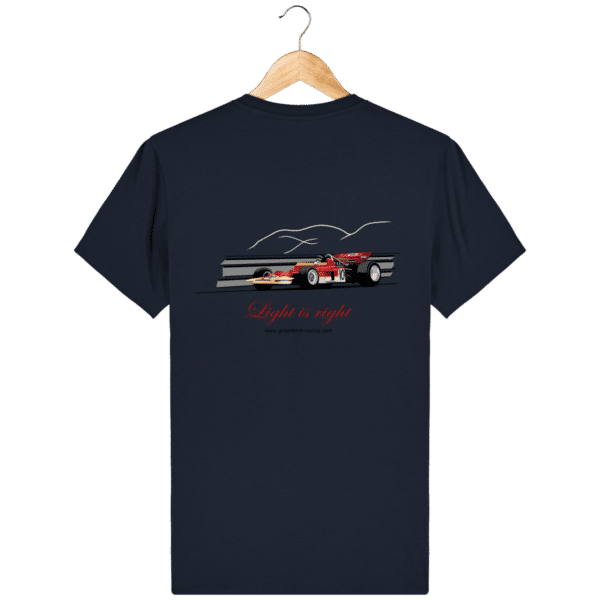 T-shirt Formula 1 1970 Lotus 72 Jochen Rindt Light is right - French Navy - Dos