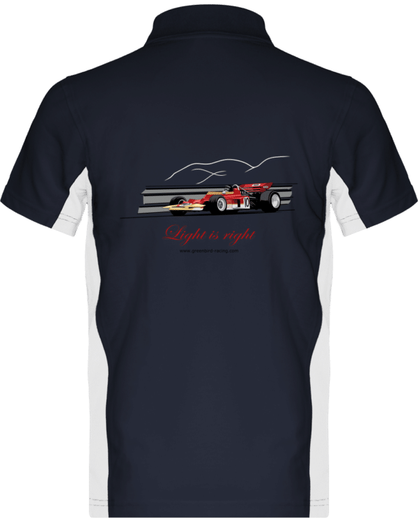 Polo Formule 1 Lotus 72 rouge et or de 1970 Jochen Rindt Light is right - Navy / White - Dos