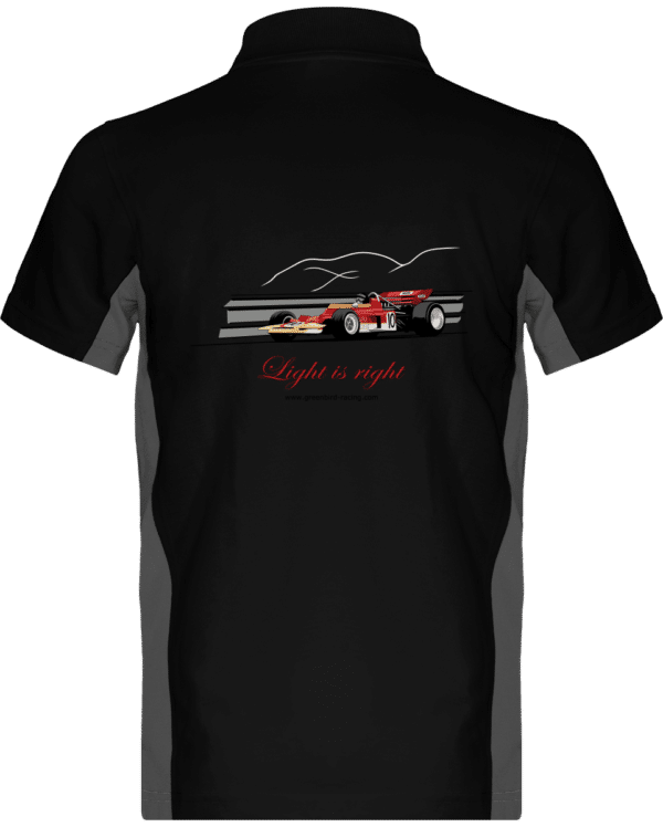 Polo Formule 1 Lotus 72 rouge et or de 1970 Jochen Rindt Light is right - Black / Slate Grey - Dos