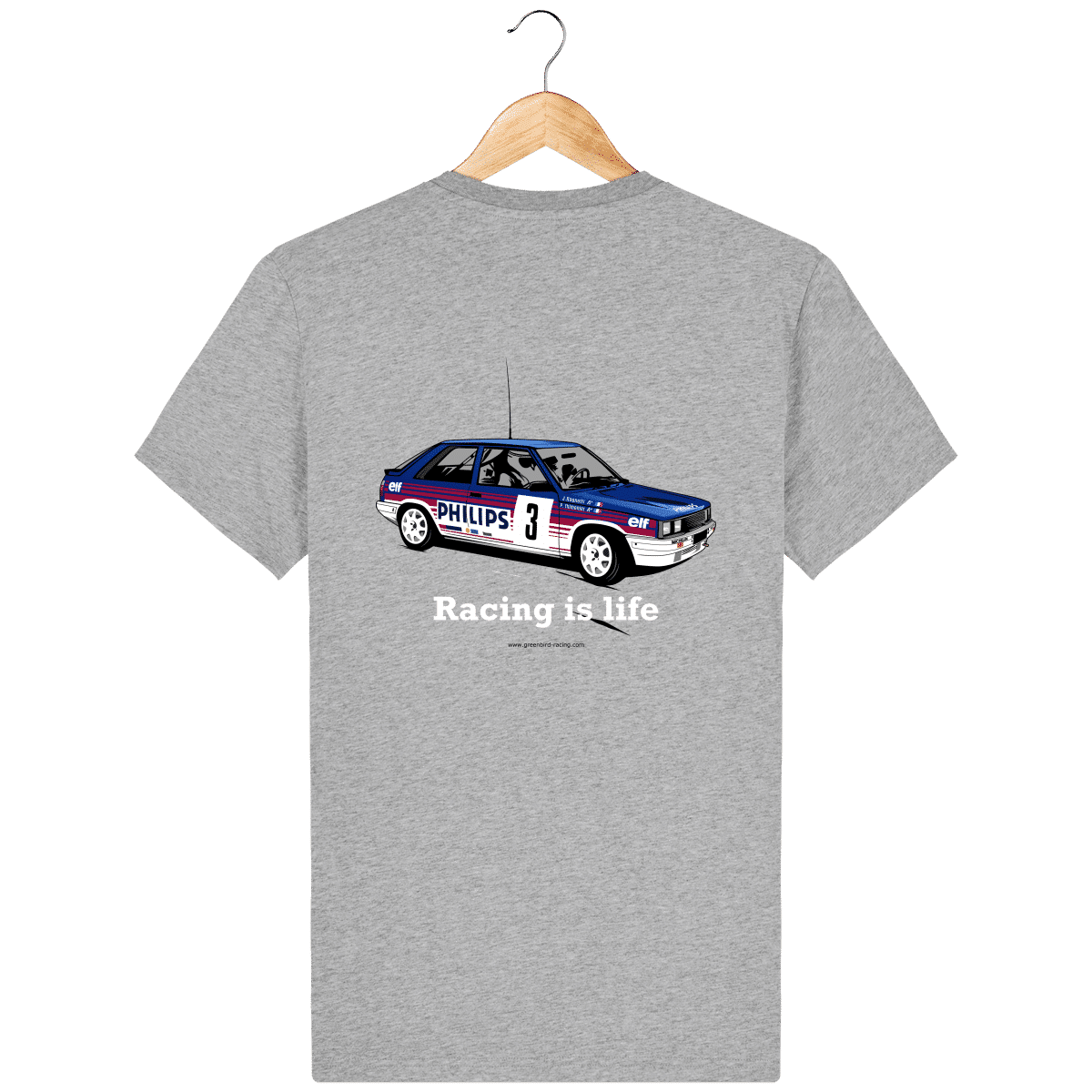 T-shirt R11 turbo de rallye grA Déco Philips Jean Ragnotti - Heather Grey - Dos