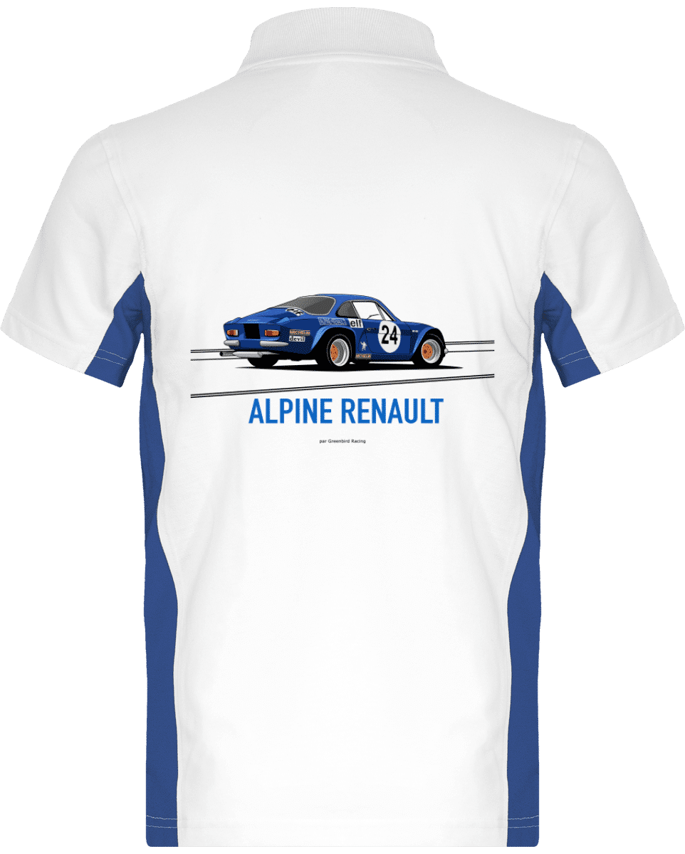 T Shirt ALPINE RENAULT A110 championne du monde 1973 coloris classiques - White / Royal Blue - Dos
