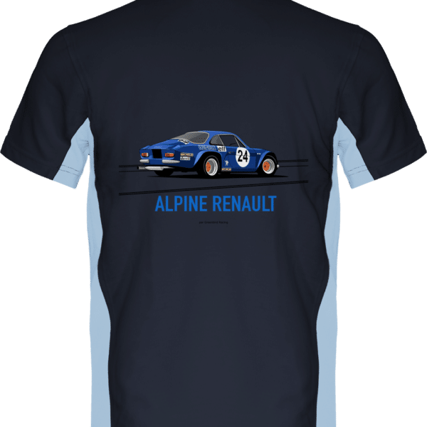 T Shirt ALPINE RENAULT A110 championne du monde 1973 coloris classiques - Navy / Sky Blue - Dos