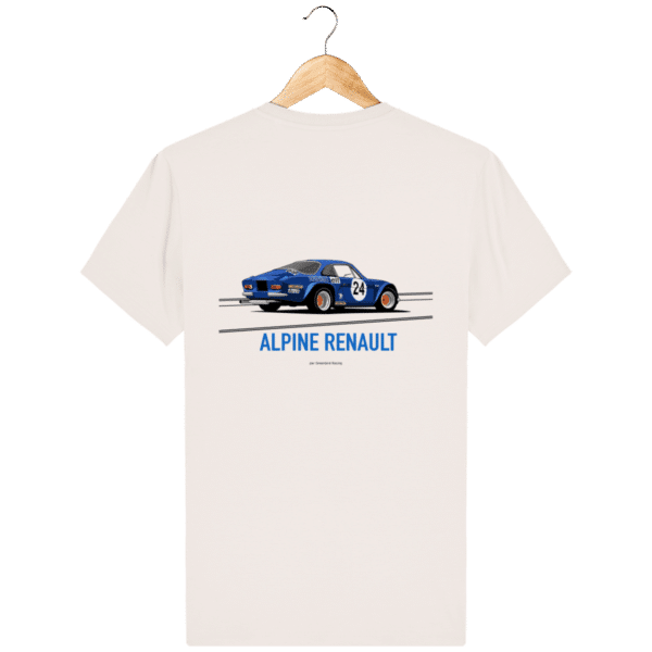 Alpine A110 blue t-shirt - Rallye Monte Carlo design - Vintage White - Back