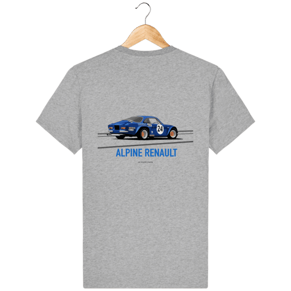 Alpine A110 blue t-shirt - Rallye Monte Carlo design - Heather Gray - Back