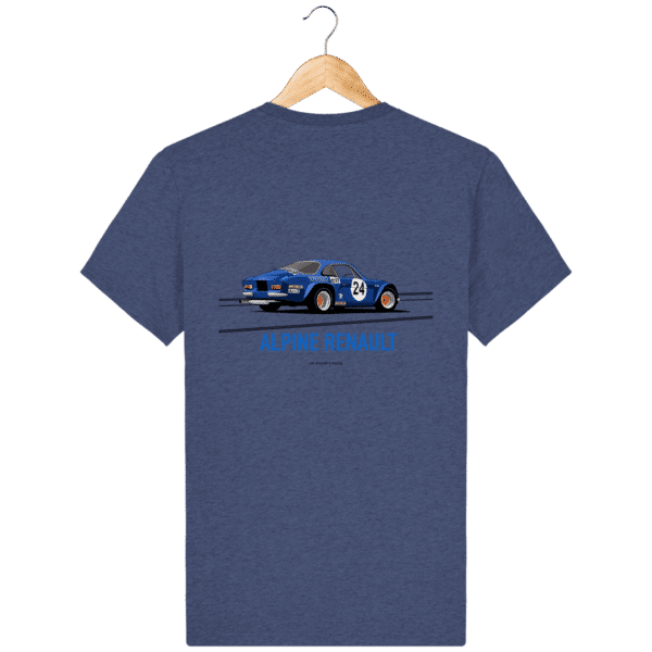 T-shirt Alpine A110 bleu – Dessin au Rallye Monte Carlo - Dark Heather Indigo - Dos