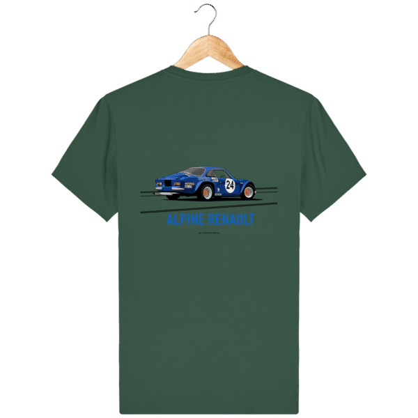 Alpine A110 blue t-shirt - Rallye Monte Carlo design - Bottle Green - Back