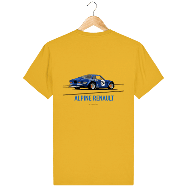 Alpine A110 blue t-shirt - Rallye Monte Carlo design - Spectra Yellow - Back
